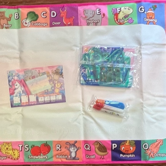 NWOT KKones Water Doodle Mat Set | Magic Drawing Pad 35”x24” w/ Pens & Stencils - Picture 1 of 7